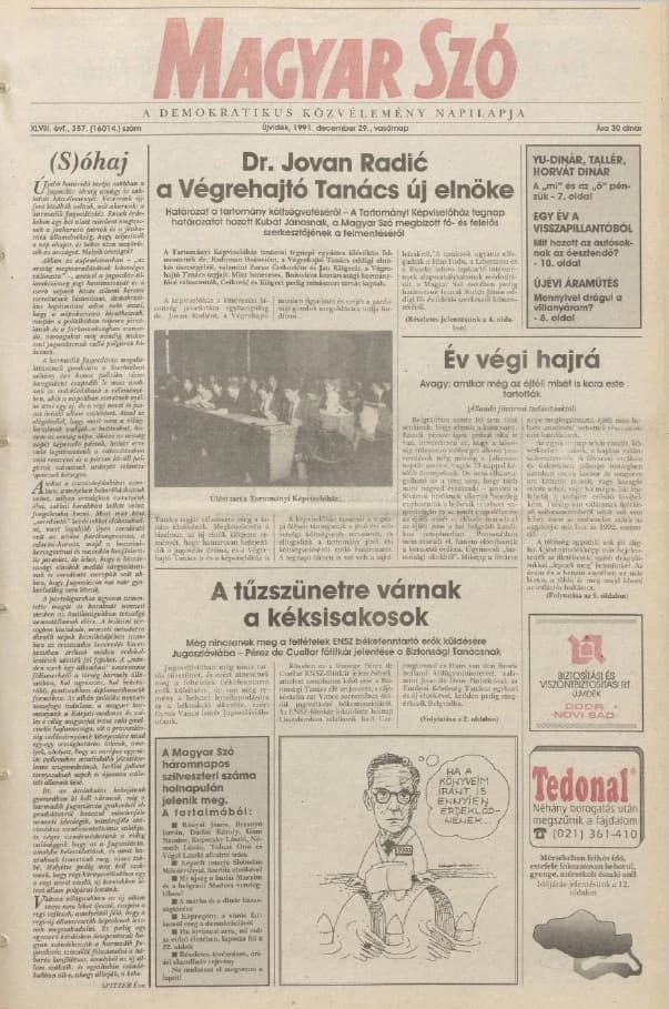 Magyar Szó, 48. évf. 1991. december 29. 357. sz. 1–24. oldal