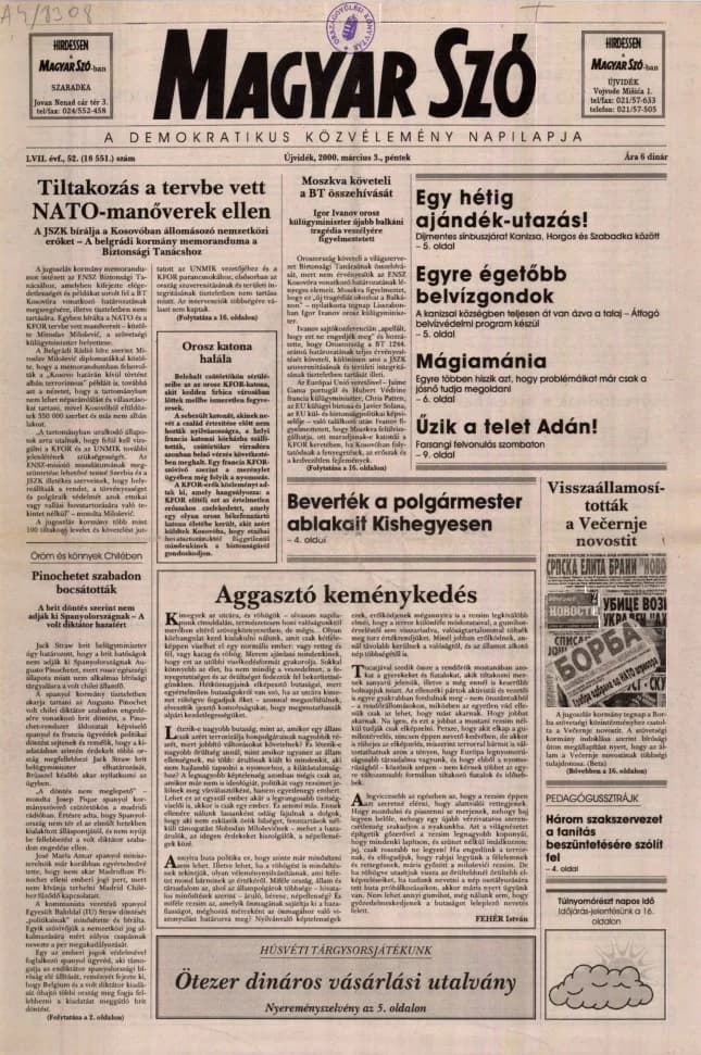 Magyar Szó, 57. évf. 2000. március 3. 52. sz. 1–16. oldal
