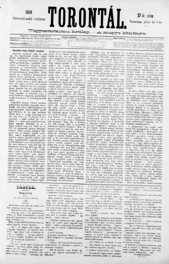 Torontál, 18. évf. 1889. július 7. 27. sz.