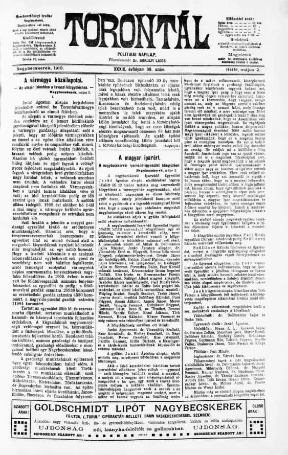 Torontál, 39. évf. 1910. május 2. 99. sz.