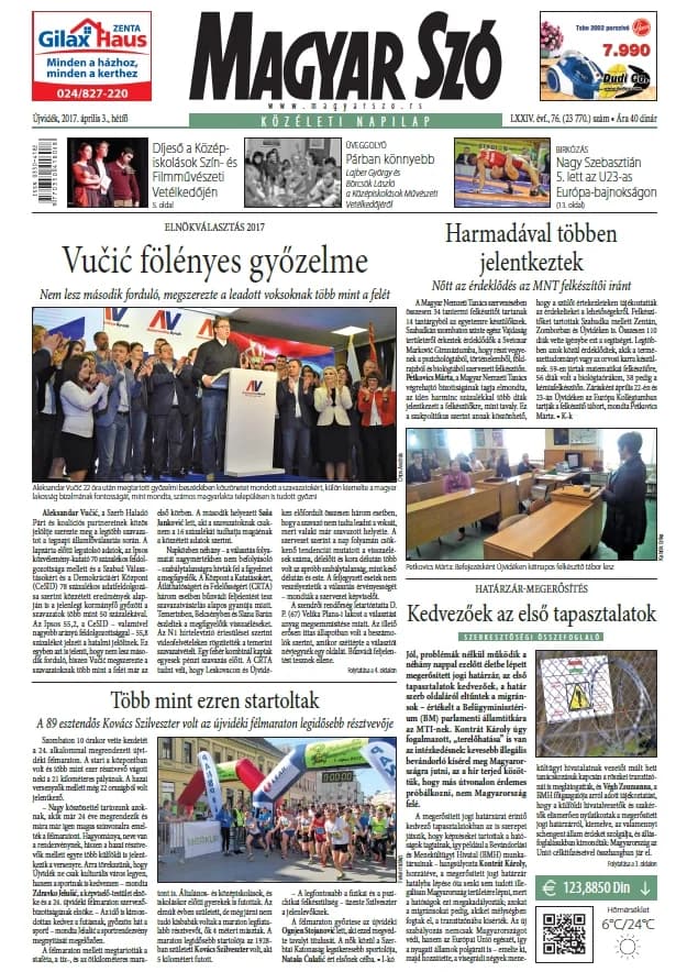 Magyar Szó, 74. évf. 2017. április 3. 76. sz. 1–20. oldal