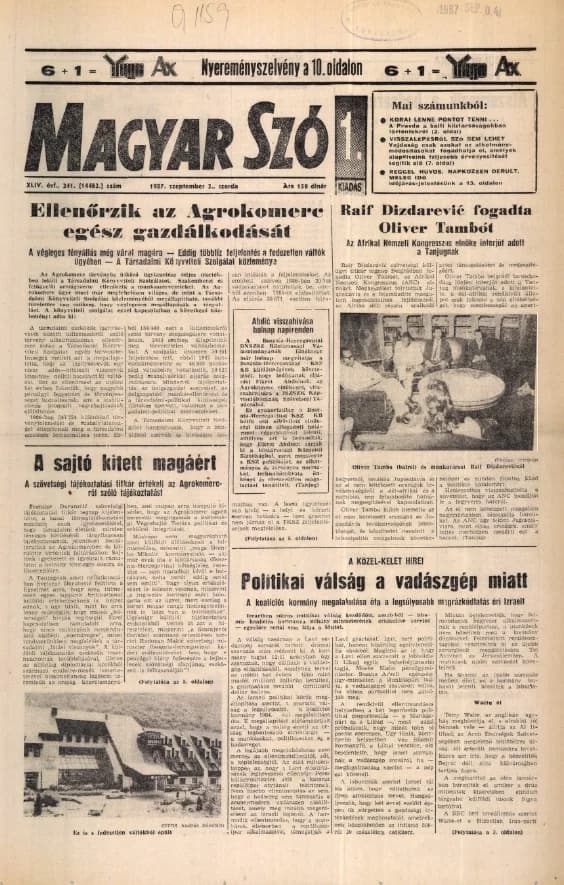 Magyar Szó, 44. évf. 1987. szeptember 2. 241. sz. 1–16. oldal