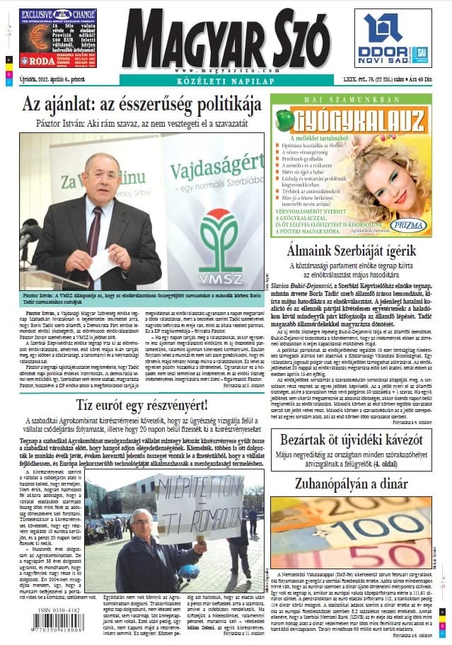 Magyar Szó, 69. évf. 2012. április 6. 79. sz. 1–20. oldal