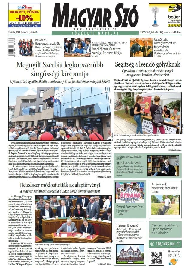 Magyar Szó, 75. évf. 2018. június 21. 141. sz. 1–20. oldal