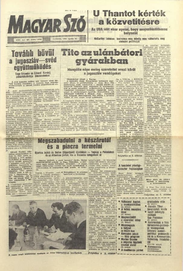 Magyar Szó, 25. évf. 1968. április 18. 107. sz. 1–20. oldal