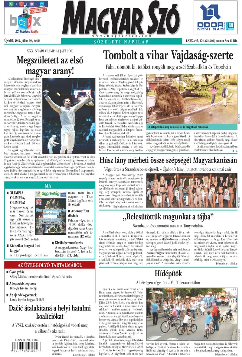 Magyar Szó, 69. évf. 2012. július 30. 174. sz. 1–16. oldal