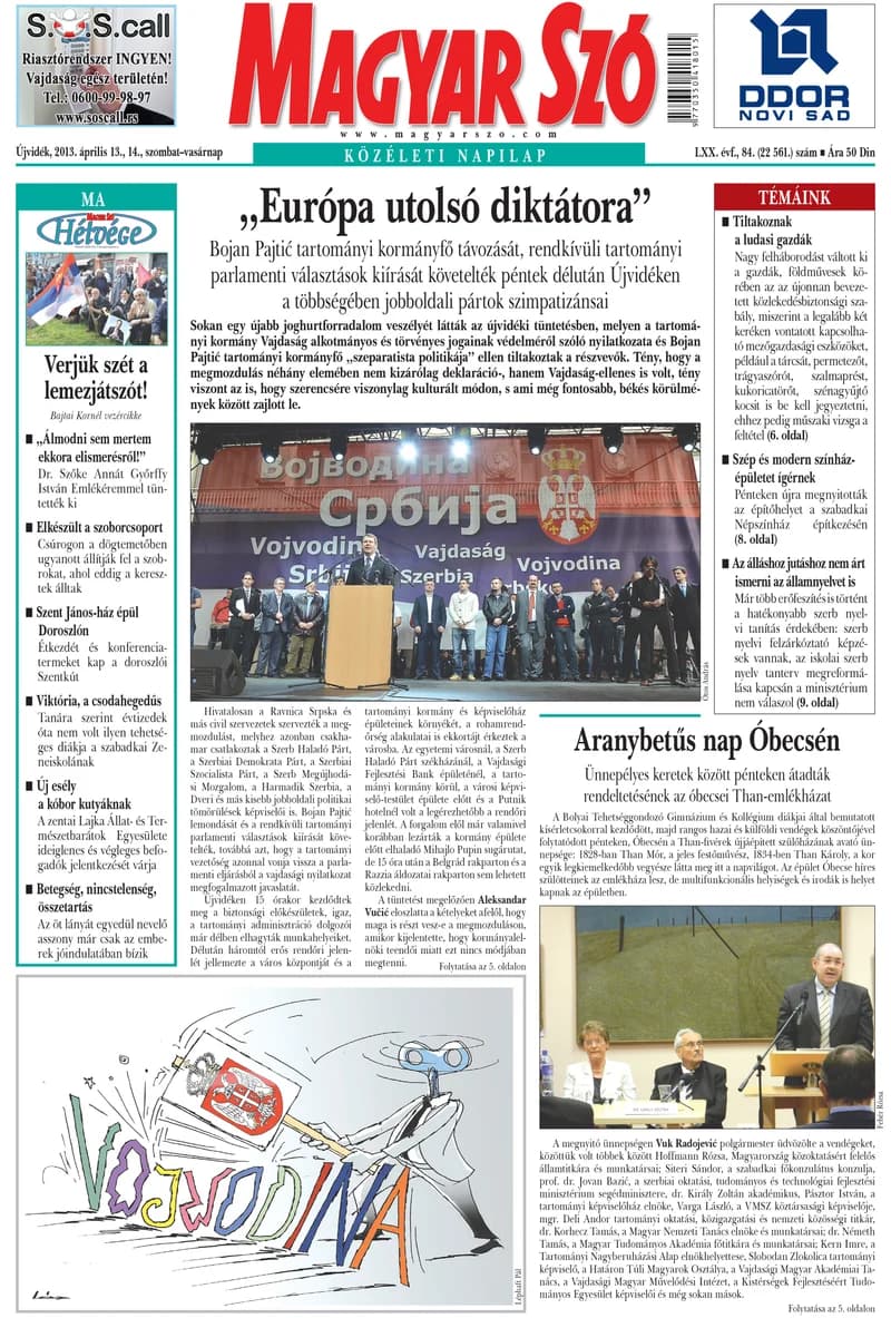 Magyar Szó, 70. évf. 2013. április 13. – 14. 84. sz. 1–48. oldal