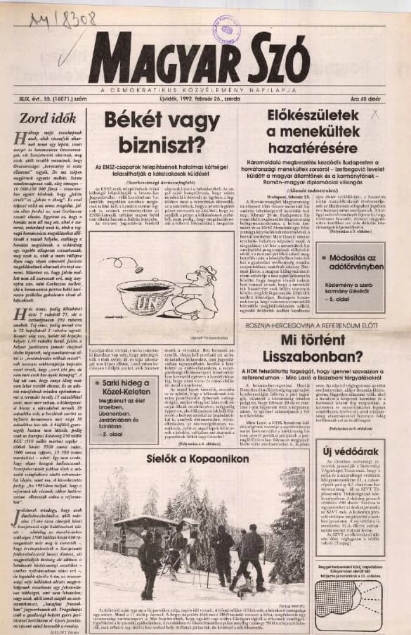 Magyar Szó, 49. évf. 1992. február 26. 55. sz. 1–16. oldal