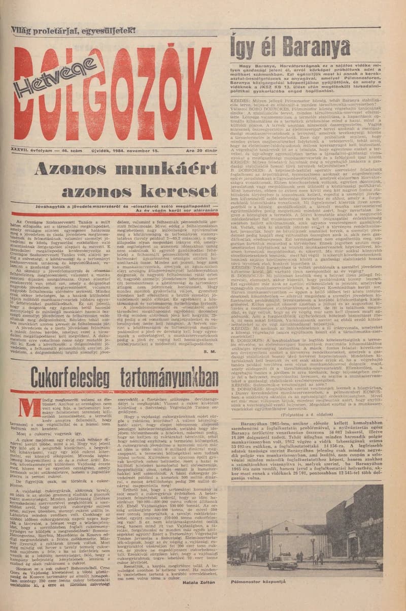 Dolgozók, 38. évf. 1984. november 15. 46. sz.