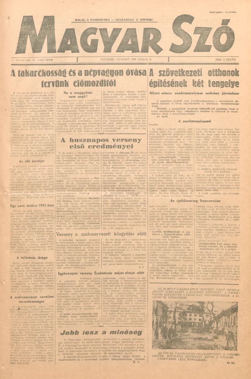 Magyar Szó, 5. évf. 1948. április 10. 86. sz. 1–4. oldal