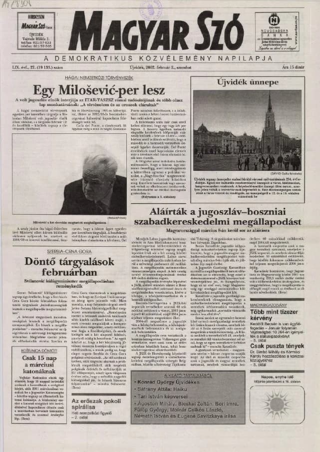Magyar Szó, 59. évf. 2002. február 2. 27. sz. 1–16. oldal