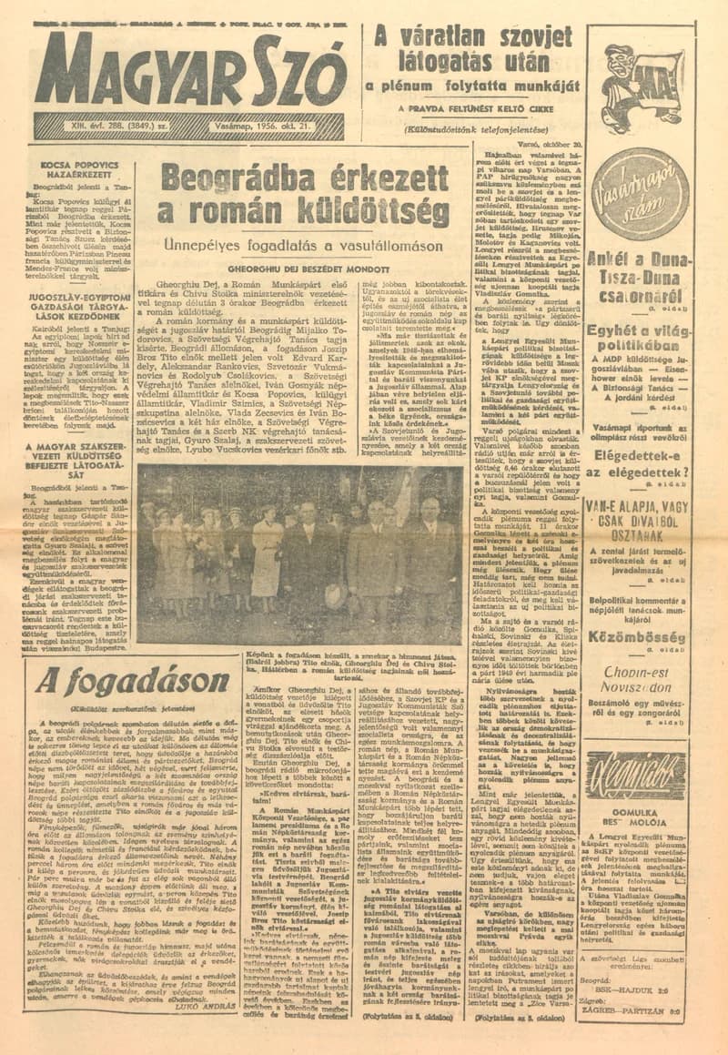 Magyar Szó, 13. évf. 1956. október 21. 288. sz. 1–20. oldal