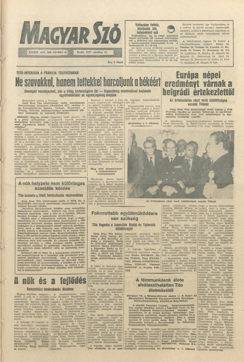 Magyar Szó, 34. évf. 1977. október 11. 280. sz.