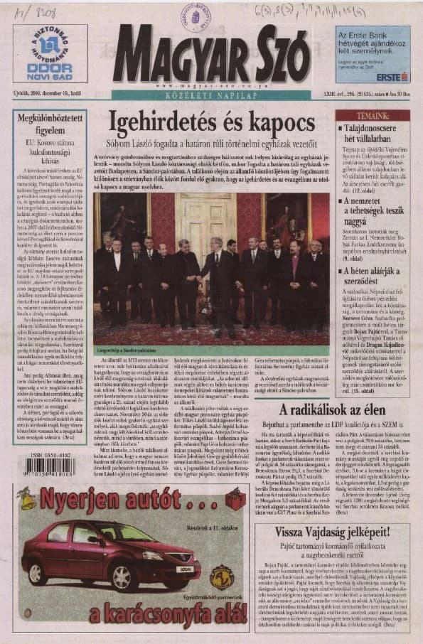 Magyar Szó, 63. évf. 2006. december 19. 296. sz. 1–20. oldal