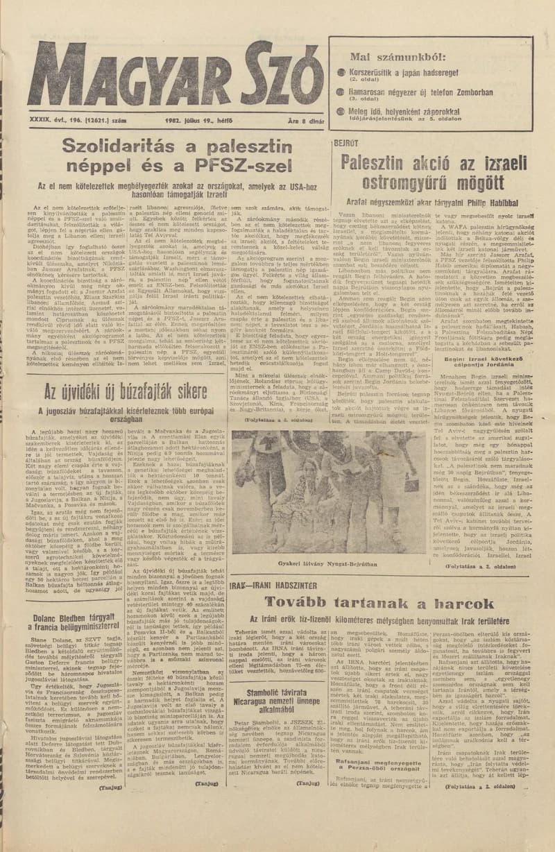 Magyar Szó, 39. évf. 1982. július 19. 196. sz. 1–8. oldal