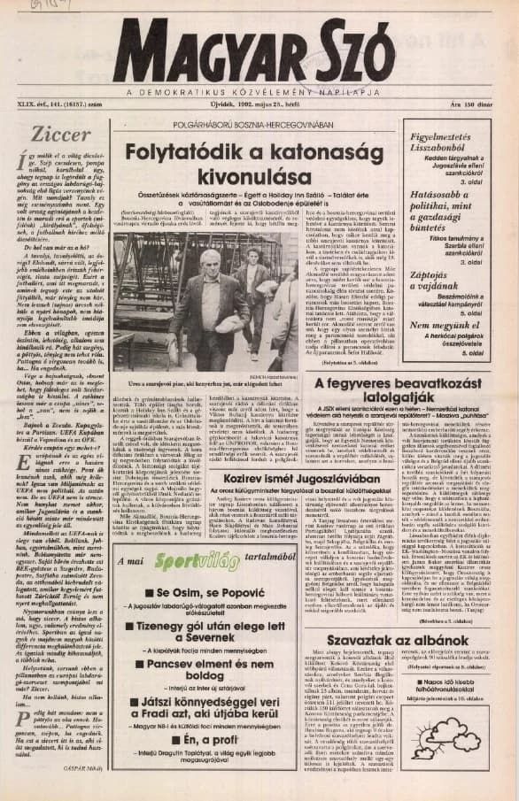 Magyar Szó, 49. évf. 1992. május 25. 141. sz. 1–20. oldal