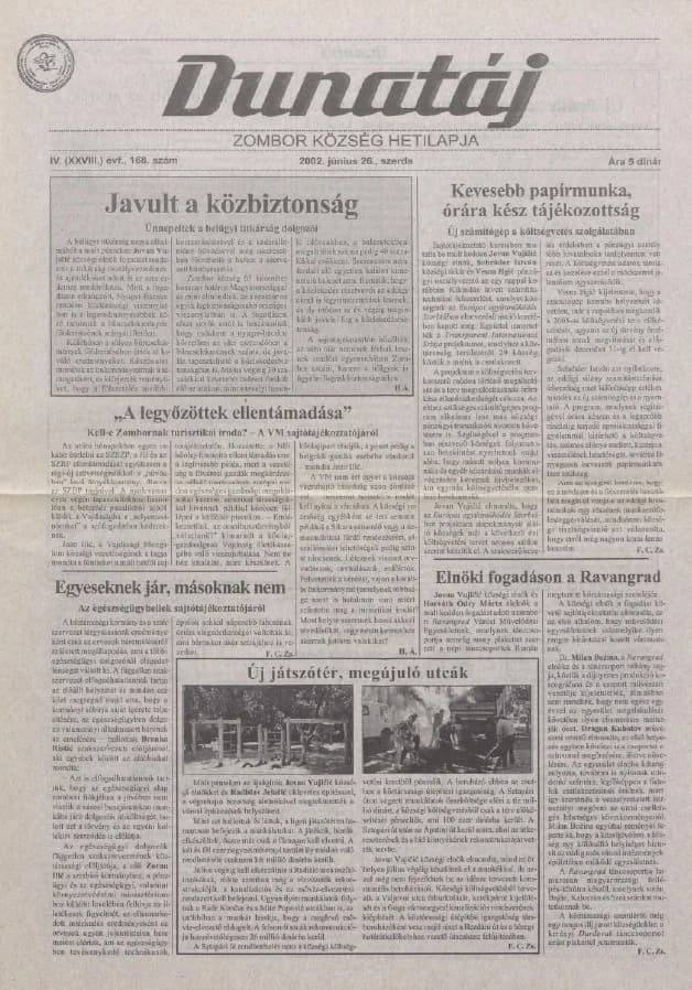 Dunatáj, 4. évf. 2002. június 26. 168. sz.