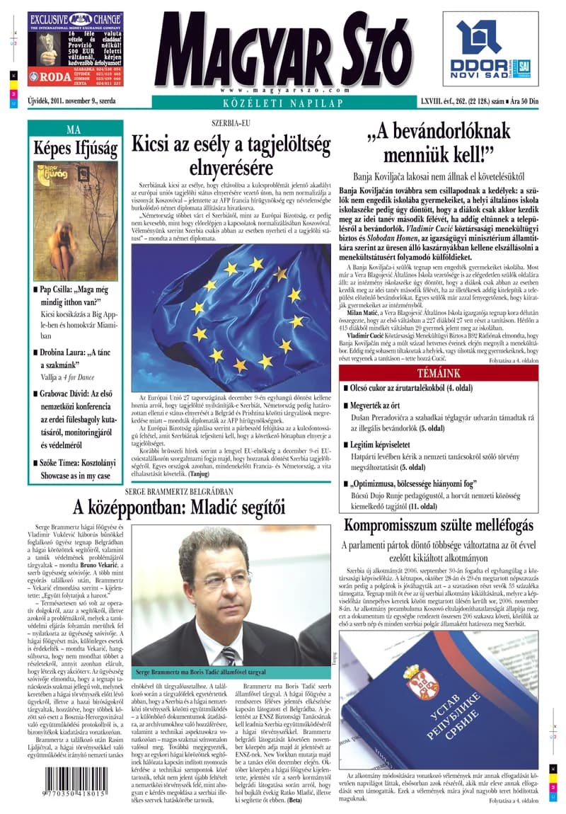 Magyar Szó, 68. évf. 2011. november 9. 262. sz. 1–20. oldal