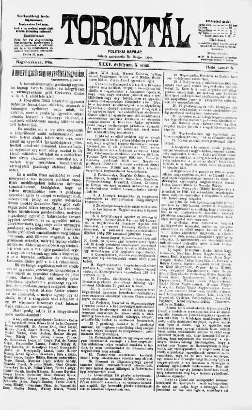 Torontál, 35. évf. 1906. január 8. 5. sz.
