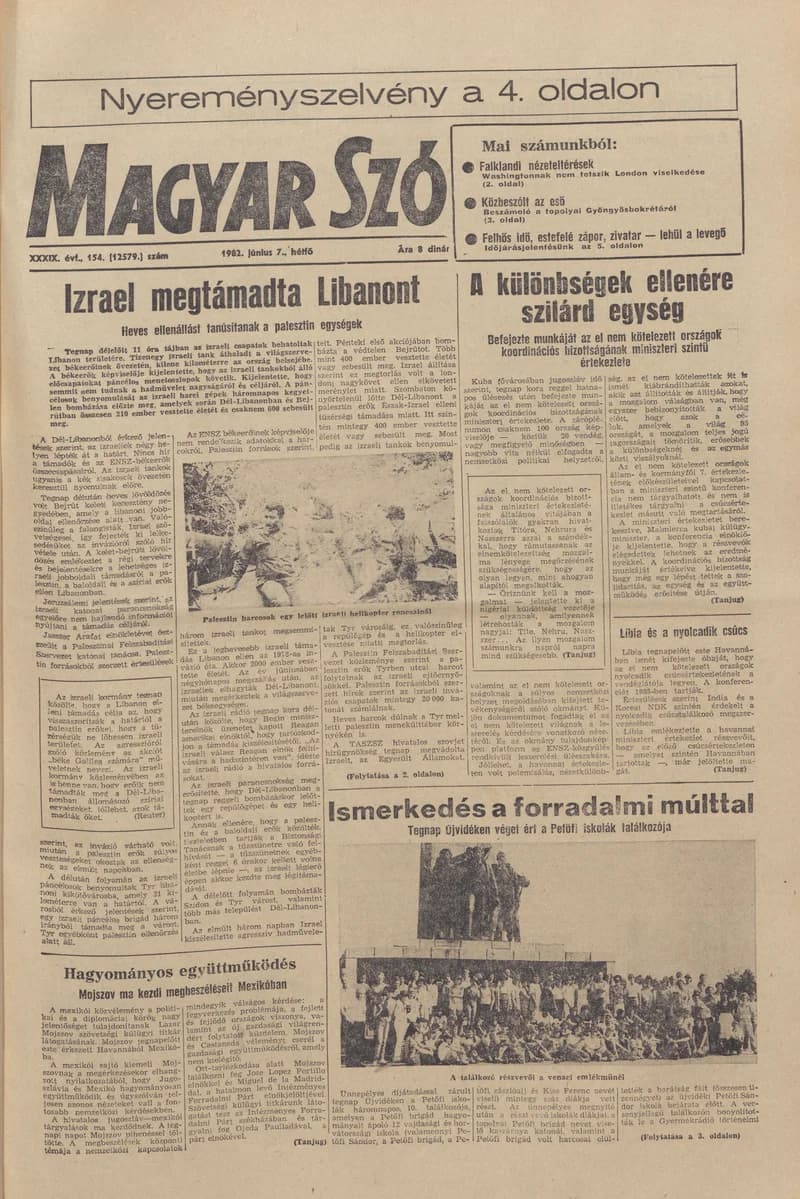 Magyar Szó, 39. évf. 1982. június 7. 154. sz. 1–8. oldal