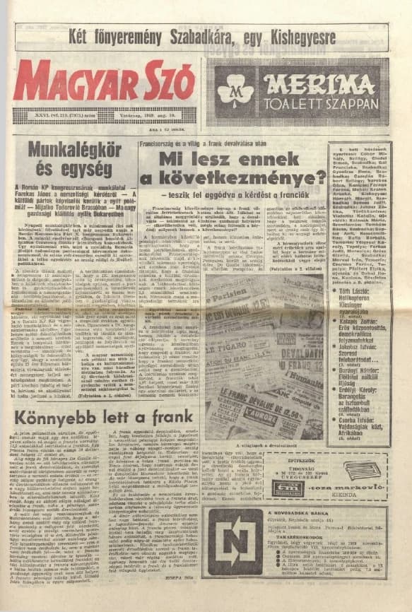 Magyar Szó, 26. évf. 1969. augusztus 10. 219. sz. 1–32. oldal