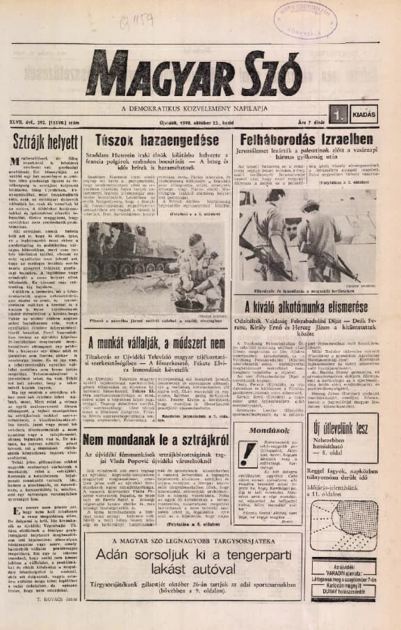 Magyar Szó, 47. évf. 1990. október 23. 292. sz. 1–20. oldal