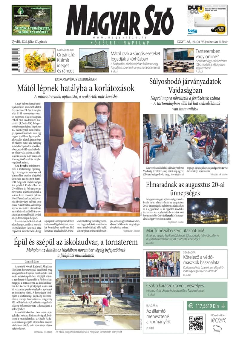 Magyar Szó, 77. évf. 2020. július 17. 160. sz. 1–16. oldal