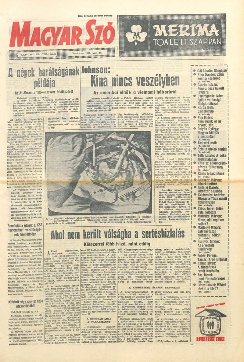 Magyar Szó, 24. évf. 1967. augusztus 20. 228. sz. 1–24. oldal