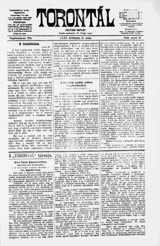 Torontál, 35. évf. 1906. január 22. 17. sz.