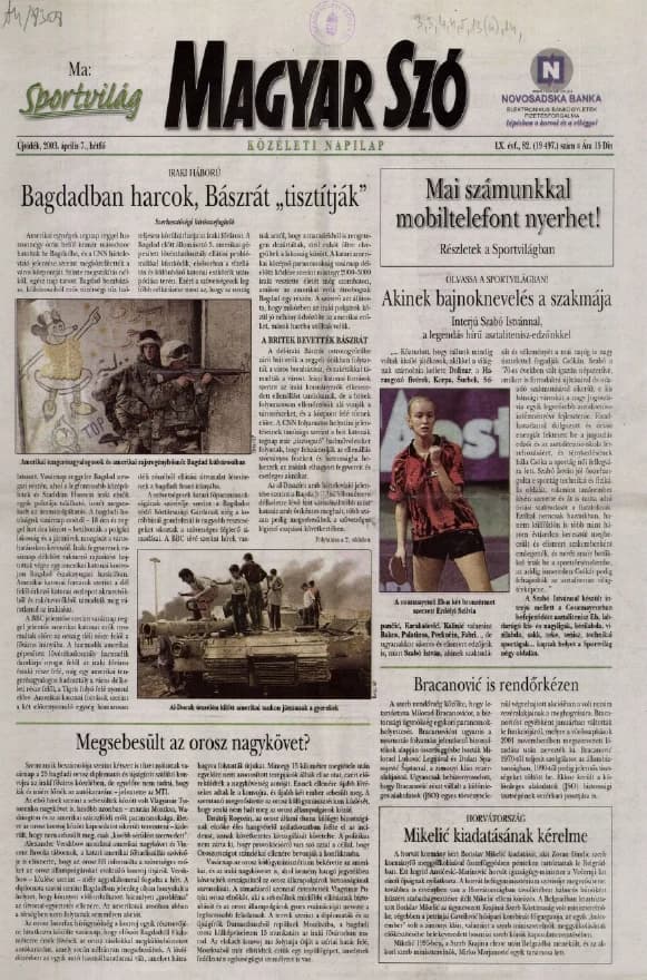 Magyar Szó, 60. évf. 2003. április 7. 82. sz. 1–16. oldal