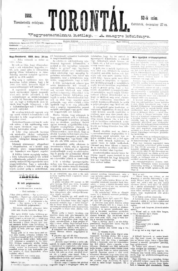 Torontál, 17. évf. 1888. december 27. 52. sz.