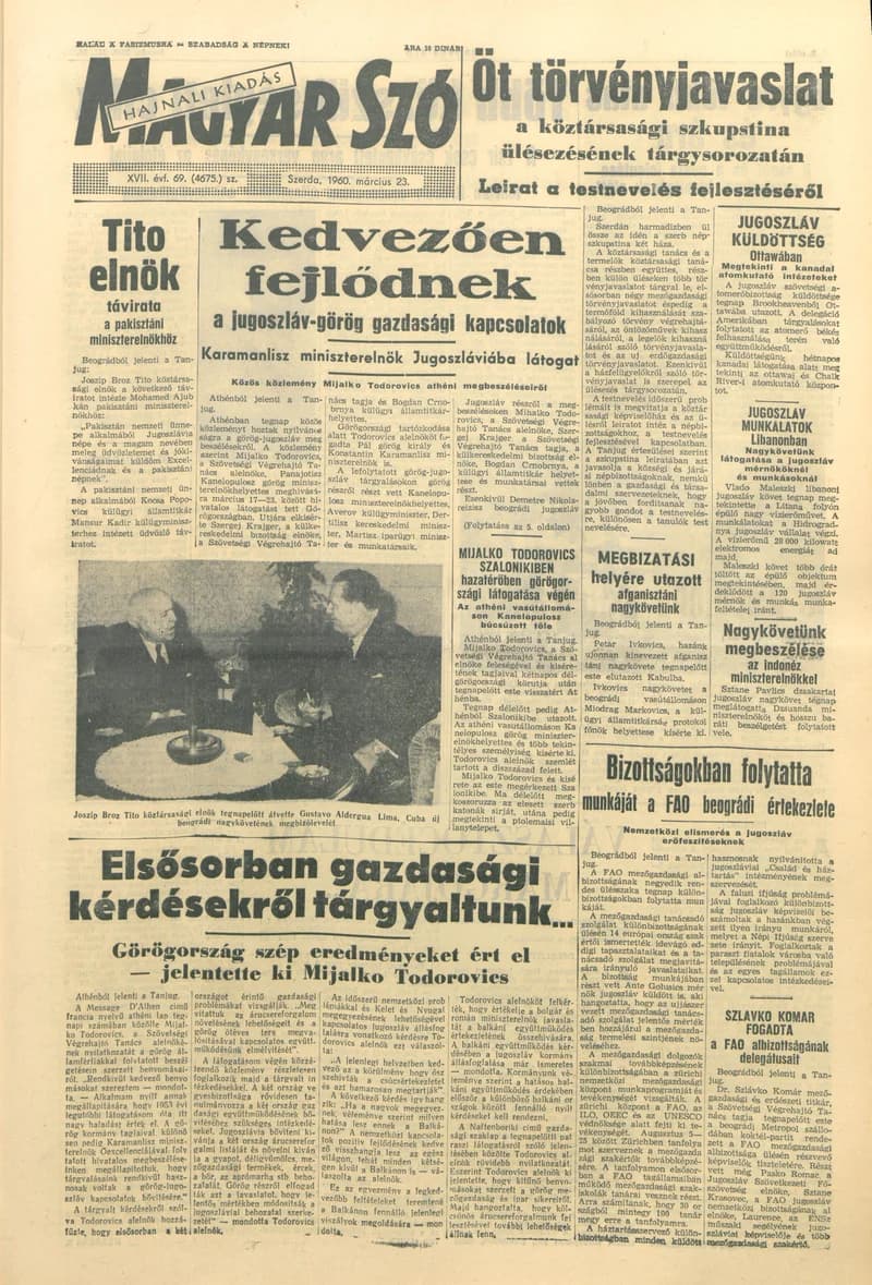 Magyar Szó, 17. évf. 1960. március 23. 69. sz. 1–22. oldal