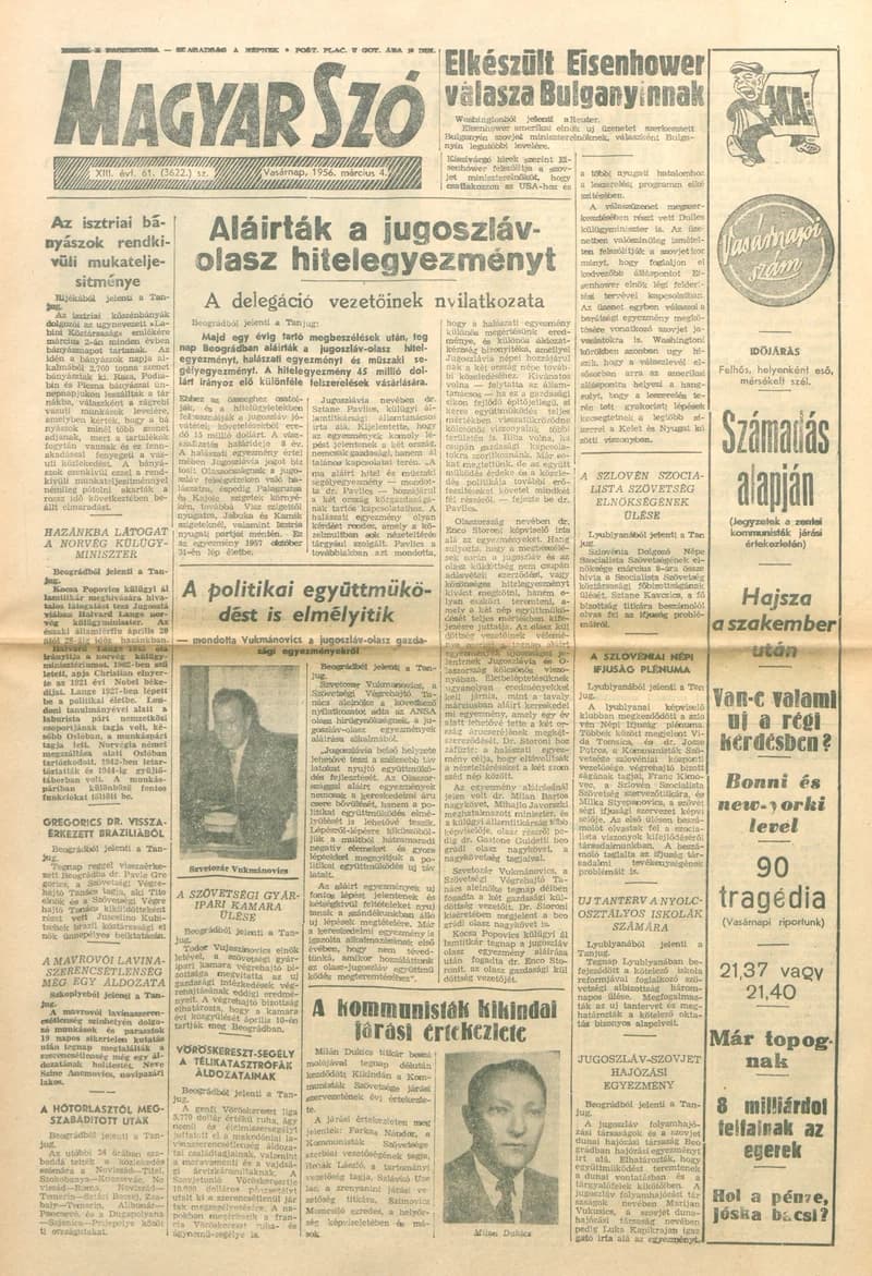 Magyar Szó, 13. évf. 1956. március 4. 61. sz. 1–20. oldal