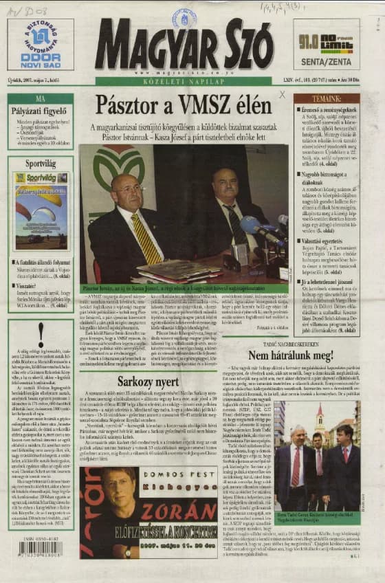 Magyar Szó, 64. évf. 2007. május 7. 102. sz. 1–12. oldal