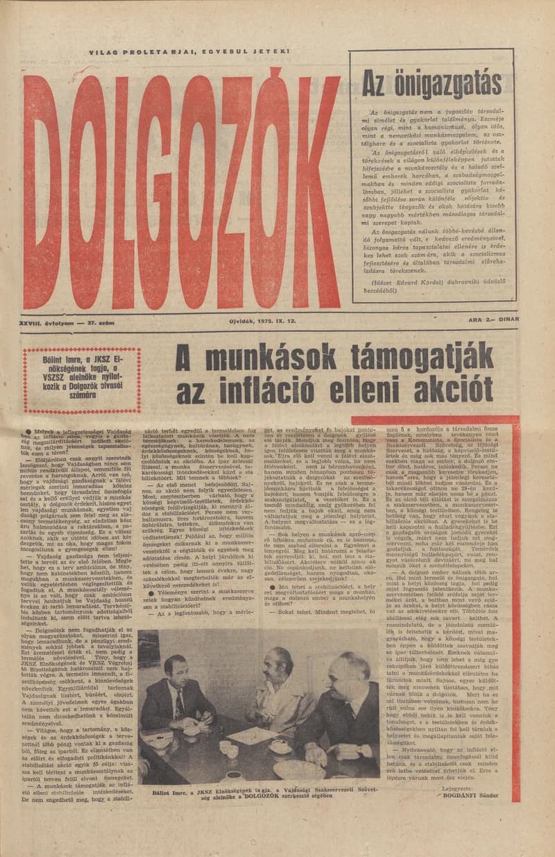 Dolgozók, 29. évf. 1975. szeptember 12. 37. sz.