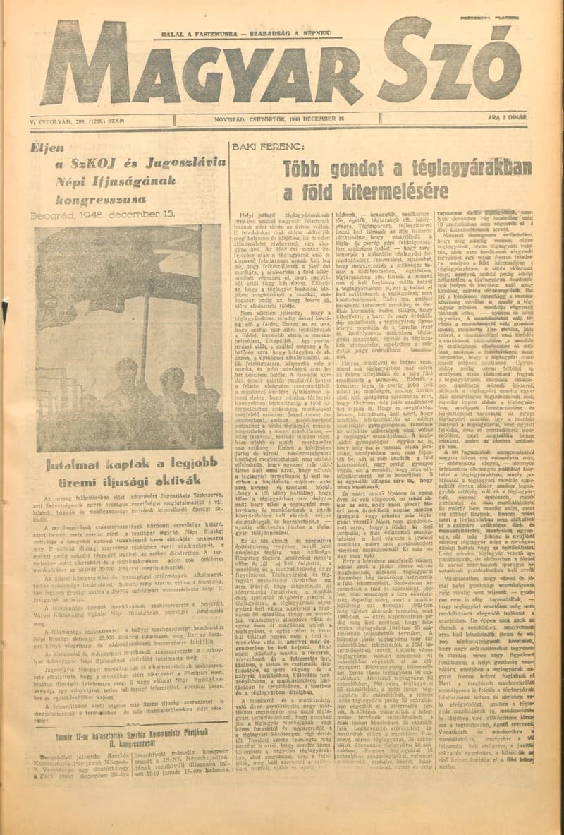Magyar Szó, 5. évf. 1948. december 16. 299. sz. 1–4. oldal