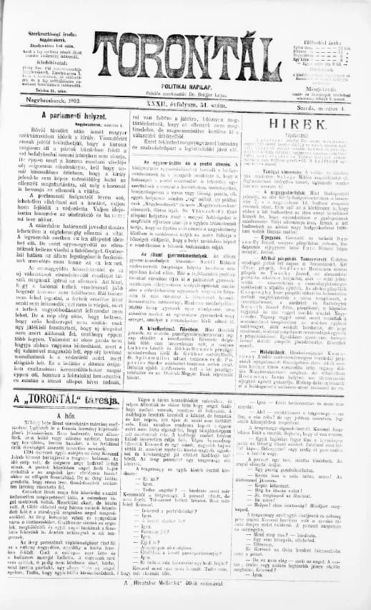 Torontál, 32. évf. 1903. március 4. 51. sz.