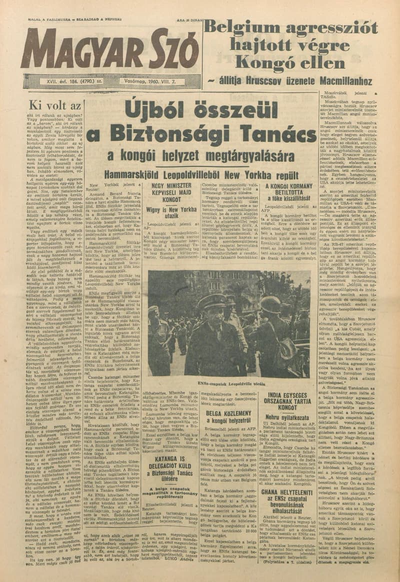 Magyar Szó, 17. évf. 1960. augusztus 7. 184. sz. 1–32. oldal