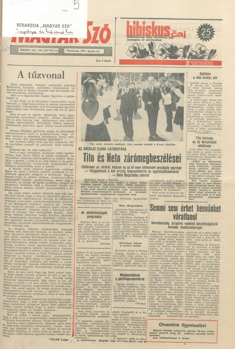 Magyar Szó, 34. évf. 1977. április 24. 112. sz.