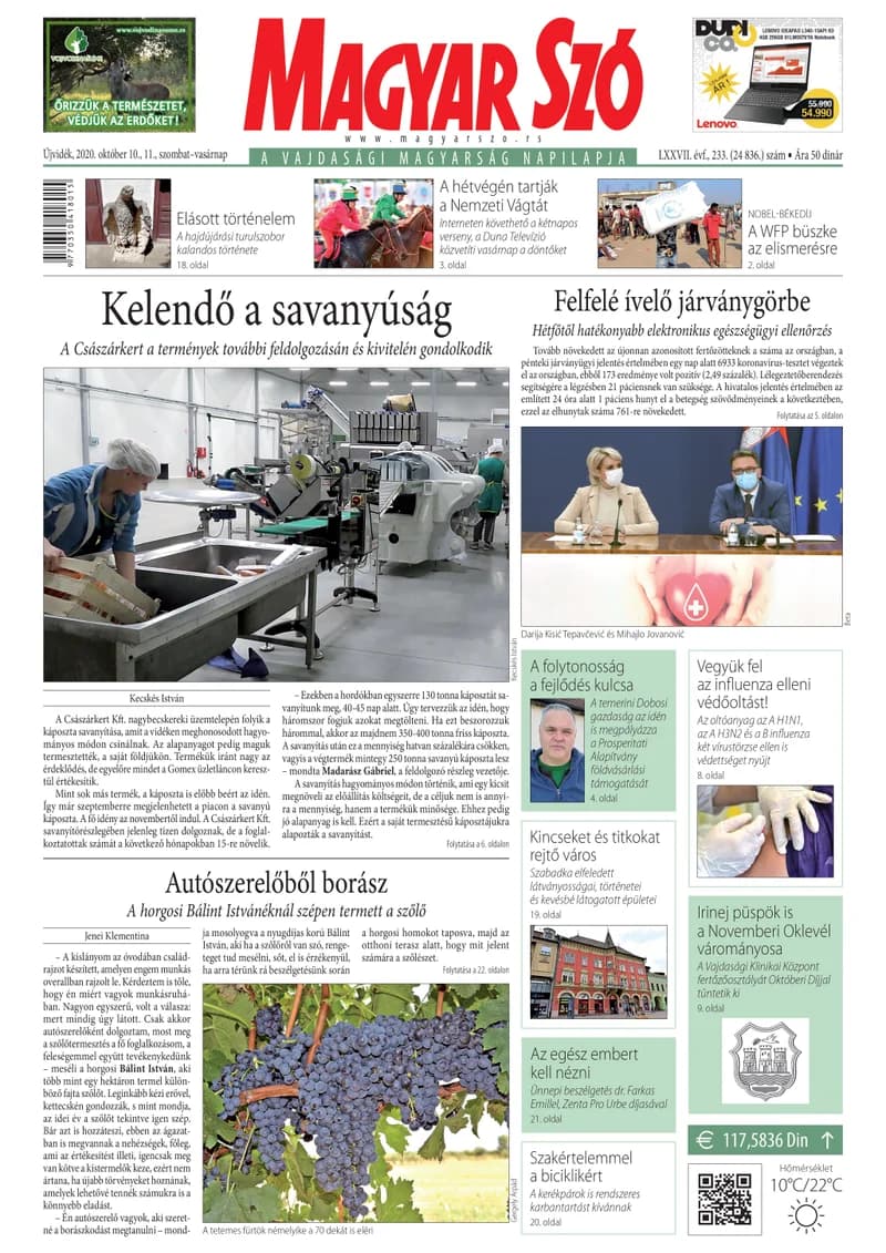 Magyar Szó, 77. évf. 2020. október 10. – 11. 233. sz. 1–32. oldal