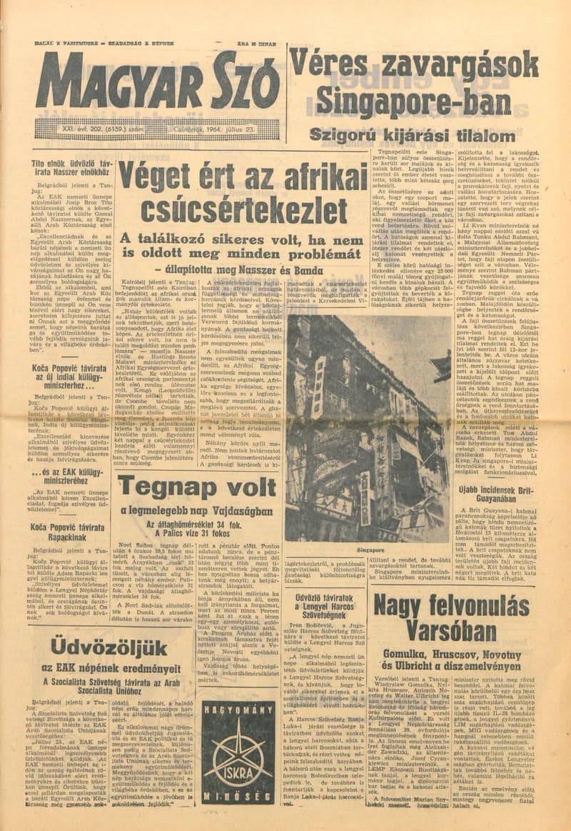 Magyar Szó, 21. évf. 1964. július 23. 202. sz. 1–14. oldal