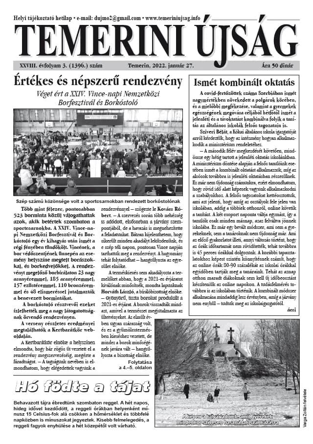 Temerini Újság, 28. évf. 2022. január 27. 3. sz.