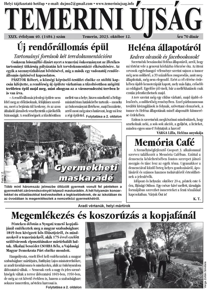 Temerini Újság, 29. évf. 2023. október 12. 40. sz.