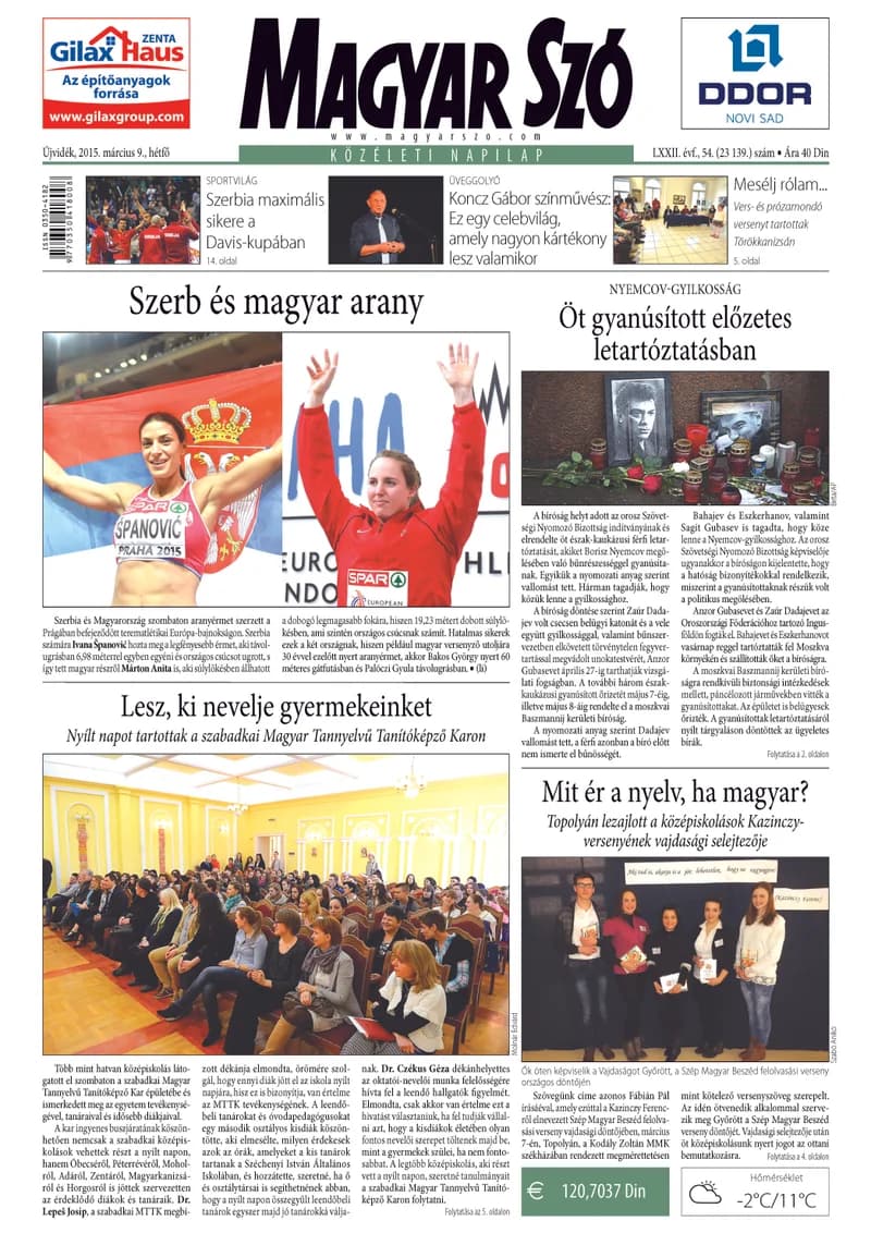 Magyar Szó, 72. évf. 2015. március 9. 54. sz. 1–20. oldal
