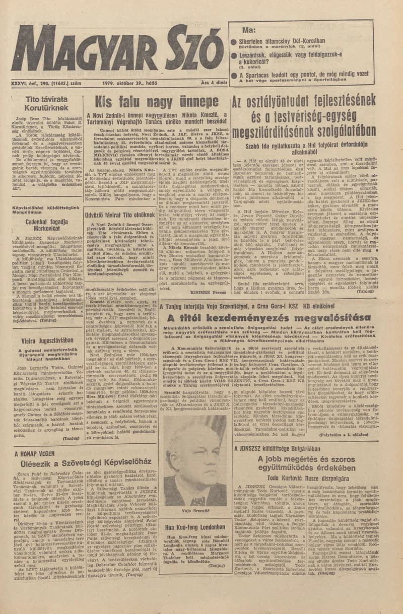 Magyar Szó, 36. évf. 1979. október 29. 298. sz. 1–16. oldal