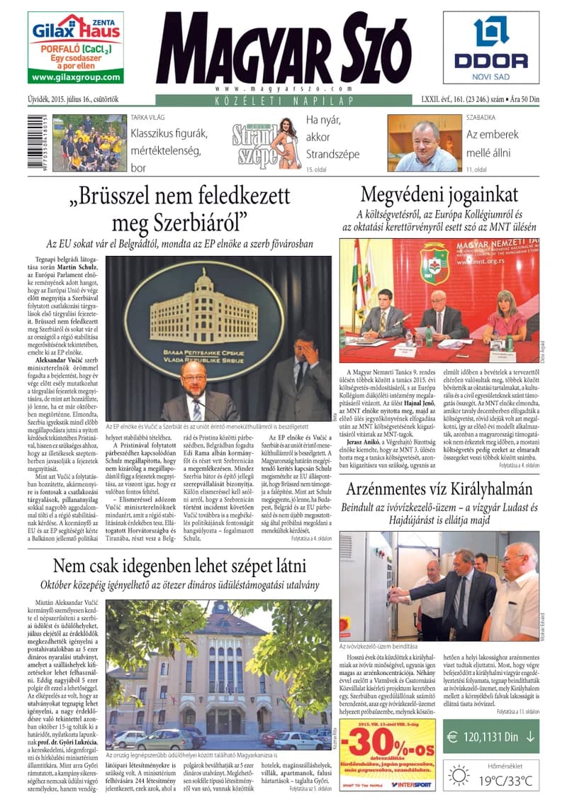 Magyar Szó, 72. évf. 2015. július 16. 161. sz. 1–20. oldal