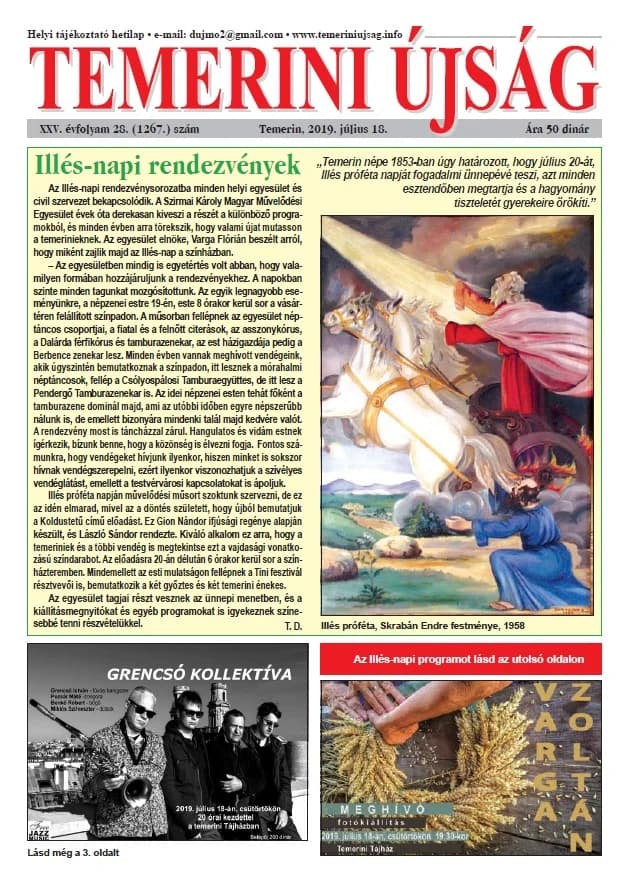 Temerini Újság, 25. évf. 2019. július 18. 28. sz.