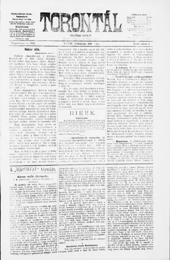 Torontál, 34. évf. 1905. július 4. 149. sz.