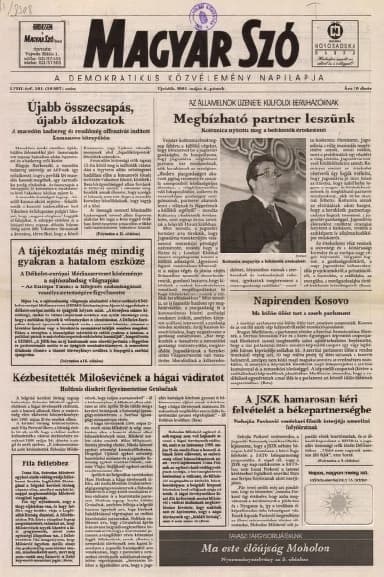 Magyar Szó, 58. évf. 2001. május 4. 101. sz. 1–16. oldal