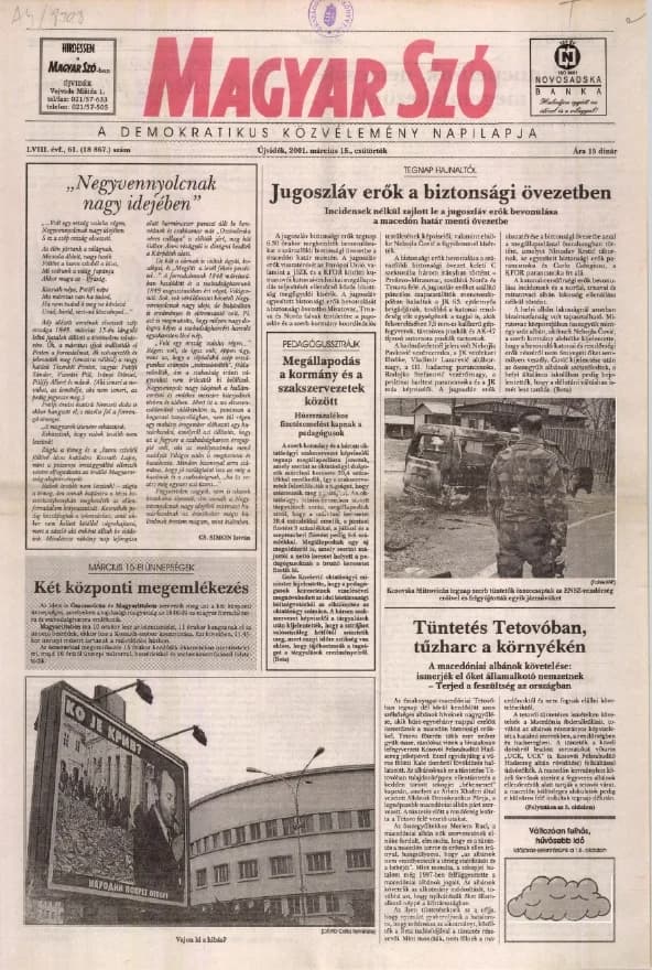 Magyar Szó, 58. évf. 2001. március 15. 61. sz. 1–16. oldal